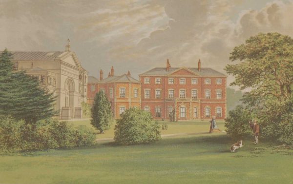 antique colour print from 1880 of Everingham Park in Yorkshire. The drawings for the prints where by Alexander Francis Lydon.