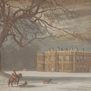 antique colour print, a chromolithograph from 1880 of Howsham Hall in Yorkshire