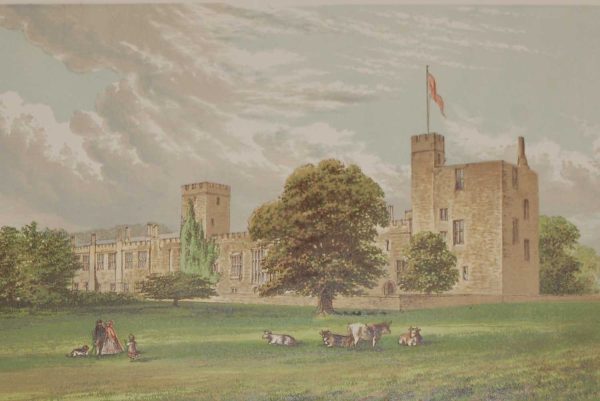 antique colour print from 1880 of Sudeley Castle in Gloucestershire. The prints are by Alexander Francis Lydon.