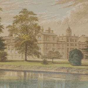 antique colour print, a chromolithograph from 1880 of Wilton House in Wiltshire