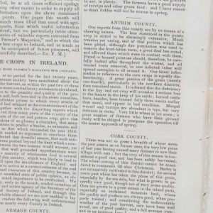 Extract from the Farmers Magazine from 1837 of an article on the Crops in Ireland.