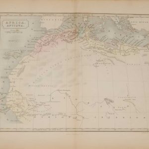 1851 antique map of North Africa, map is titled Africa Antiqua, engraved by S Hall.