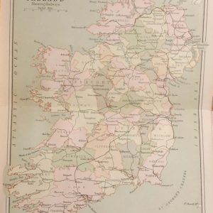 Antique Colour Map of Ireland printed by George Philips, with the map constructed by John Bartholomew and edited by P. W. Joyce.