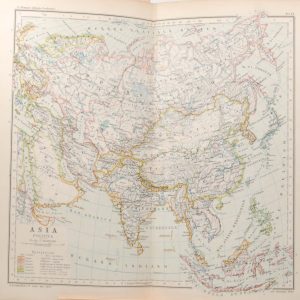 Map was originally printed in Italy and is titled Asia Politica, colouring to highlight colonial possessions at that time.