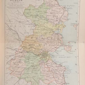 Antique Colour Map of The County of Dublin printed by George Philips, with the map constructed by John Bartholomew and edited by P. W. Joyce.
