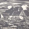 Harry Kernoff woodcut cottages county Limerick. Print is 5 by 7 inches, frame and mount bringing overall size to 14 by 11 inches.