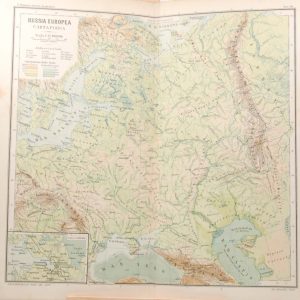 Map was originally printed in Italy and is titled Russia Europea Carta Fisica.0 Smaller map St Petersburg, Kronstadt area on the left.