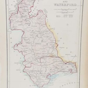 Antique map of Tipperary and Waterford from the 1840’s. The map has a scale reference both in Irish and English miles.