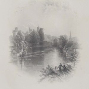Antique print circa 1845, a steel engraving of Ballyshannon in County Donegal. The print was engraved by R Wallis and is after a drawing by Thomas Creswick.