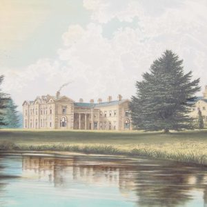 Antique colour print, a chromolithograph from 1880 of Compton Verney in Warwickshire