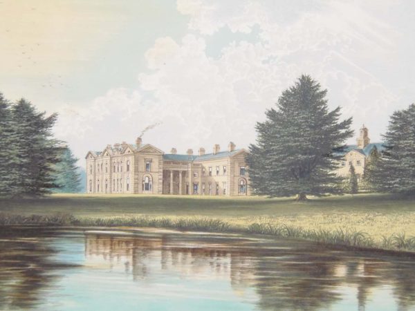Antique colour print, a chromolithograph from 1880 of Compton Verney in Warwickshire