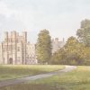 Antique colour print, a chromolithograph from 1880 of Coughton Court in Warwickshire