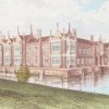 Antique colour print, a chromolithograph from 1880 of Helmingham Hall in Suffolk
