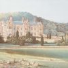 Antique colour print, a chromolithograph from 1880 of Mamhead in Devon