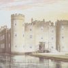 Antique colour print, a chromolithograph from 1880 of Shirburn Castle in Oxfordshire.