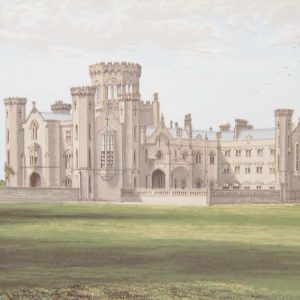 Antique colour print, a chromolithograph from 1880 of Studley Castle in Warwickshire