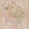 1895 Antique Colour Map of The County of Warwickshire (Warwick on map), printed in 1895.