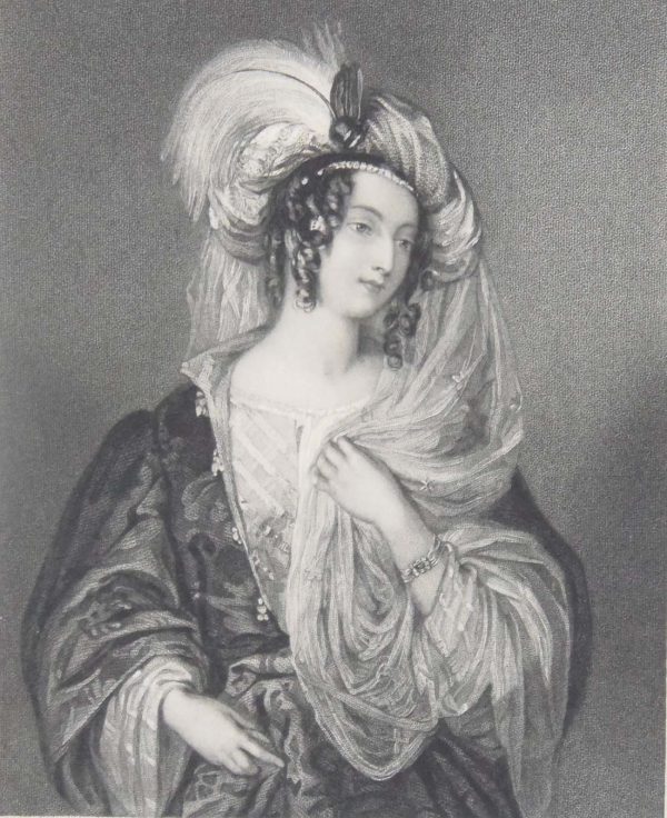 1836 antique engraving, Georgian, tilted Rebecca, after a painting by M L Sharpe and engraved by H T Ryall