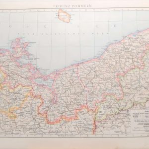 Antique map of the Province of Pommern, titled on map Provinz Pommern.