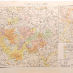 1887 Antique Map Thuringian States