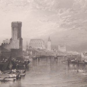 Antique print, Victorian, from 1878 titled Cologne From The River. After the painting by JMW Turner and engraved by A Willmore.