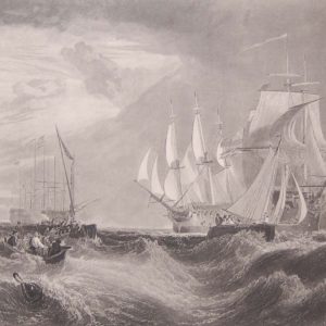 Antique print, Victorian, from 1878 titled Spithead. After the painting by JMW Turner and engraved by W Millar.