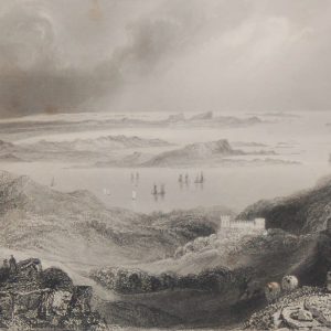 1841 Antique print, steel engraving of Clifden Castle, after a drawing by William Bartlett and engraved by W Mossman.