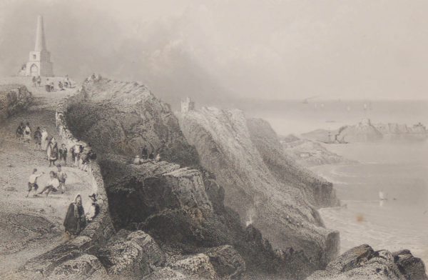 Antique print from 1841 of Killiney Hill. After a drawing by William Bartlett and engraved by Robert Brandard.