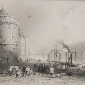 Antique prints from the 1840's of Waterford Quay (Reginald's Tower). After a drawing by William Bartlett and engraved by H Griffiths.