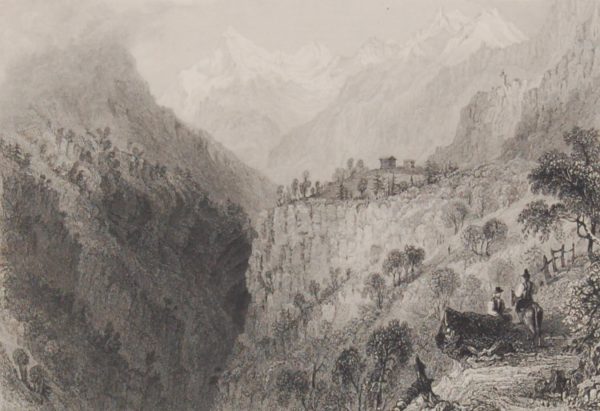 Antique print, engraving Scene in the valley of St Nicholas. After a drawing by William Bartlett and engraved by H Adlard.