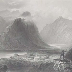 1841 Antique print, an engraving of Delphi Lodge, Connemara, Galway. The print was engraved by J Cousen and is after a drawing by William Bartlett.