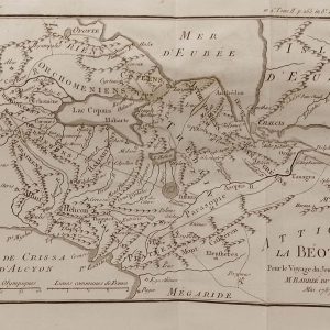 Antique Map published in Paris in 1790, dated 1787. The map is of Attique La Béoite. It is plate No 14 from the set.
