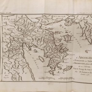 Antique Map published in Paris in 1790, dated 1785. The map is L'Argolide L'Epidaurie la Trezenie, L'Hermionide, isle d'engine.