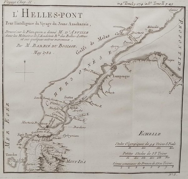 Antique Map published in Paris in 1790, dated 1782. The map is titledL'Helles-Pont