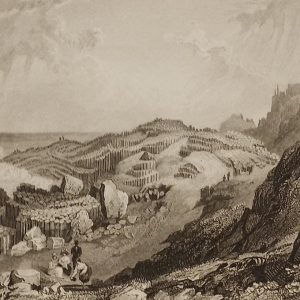 Giants Causeway, 1832 antique print. Engraved by W Le Petit and is after a drawing by T M Baynes.