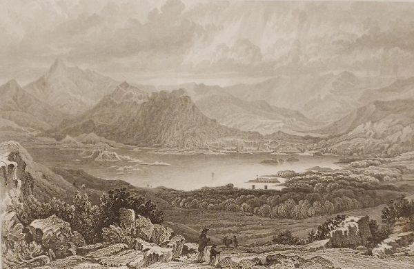Glengariff County Cork, spelt Glengariffe on the print. Print was engraved by J C Varral and is after a drawing by W H Bartlett.