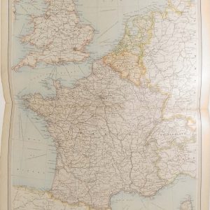 Large antique map from 1922 of France, Belgium and Holland Political.