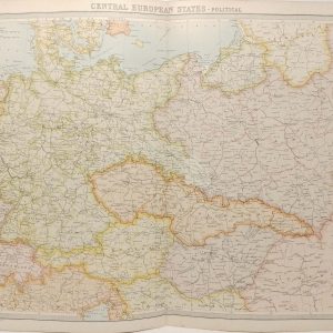 Large antique map from 1922 of the Central European States Political.