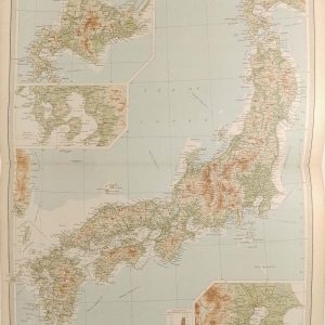 Large antique map from 1922 of Japan