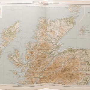 Large antique map from 1922 of Scotland Northern Section.