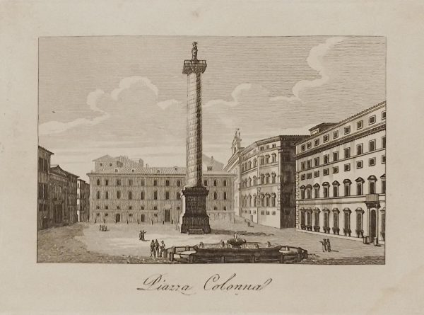 Piazza Colonnal Rome Antique Print 1830