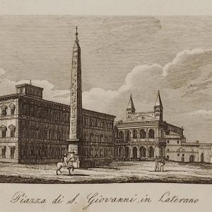 Antique print a copper plate engraving of the Piazza di S Giovanni in Laterano