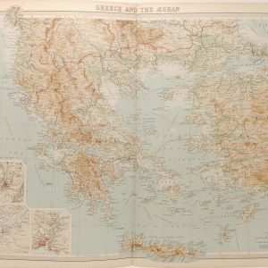 Large antique map from 1922 of Greece and the Aegean.