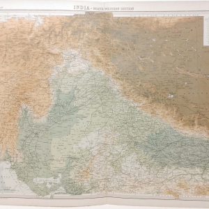 Large antique map from 1922 of India North Western Section.