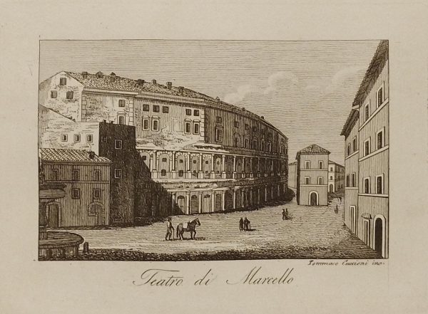 Antique print a copper plate engraving of the Teatro di Marcello