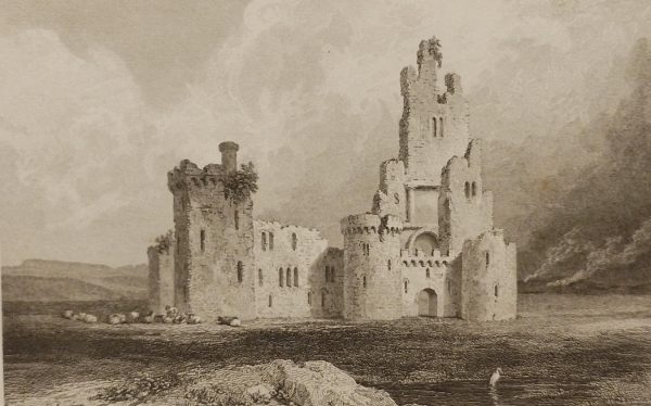Antique print, titled, Courtstown Castle County Kilkenny, published 1832. Engraved by J carter after a drawing by S Austin.