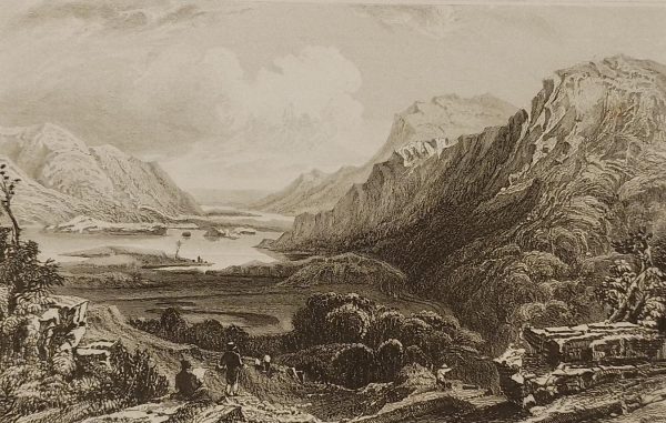 Antique print, titled, the Upper Lake Killarney Ireland, taken on the approach from Kenmare dated 1831 published 1832.