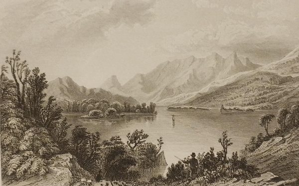 Antique print, titled, the Upper Lake Killarney Ireland, taken near the tunnel on the Kenmore Road, dated 1831 published 1832.