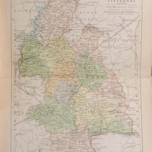 Antique colour map of the County of Tipperary, printed in the 1890's.