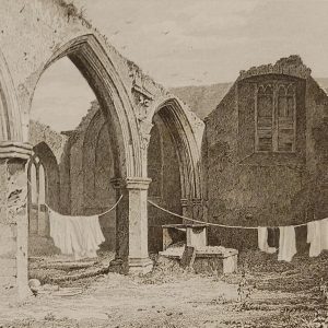 Antique print, titled, ruins of Lord Portlester's chapel, St Audeon's church, printed 1829, published 1832.